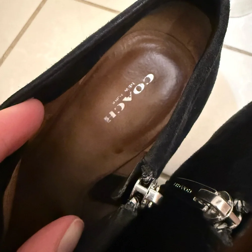 Coach | Black Suede Wedge Oakdale booties size 8.5